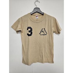 Vintage Dublin Soccer League Shirt Youth Large Tan Soffe Cobras 3 Made USA 80s